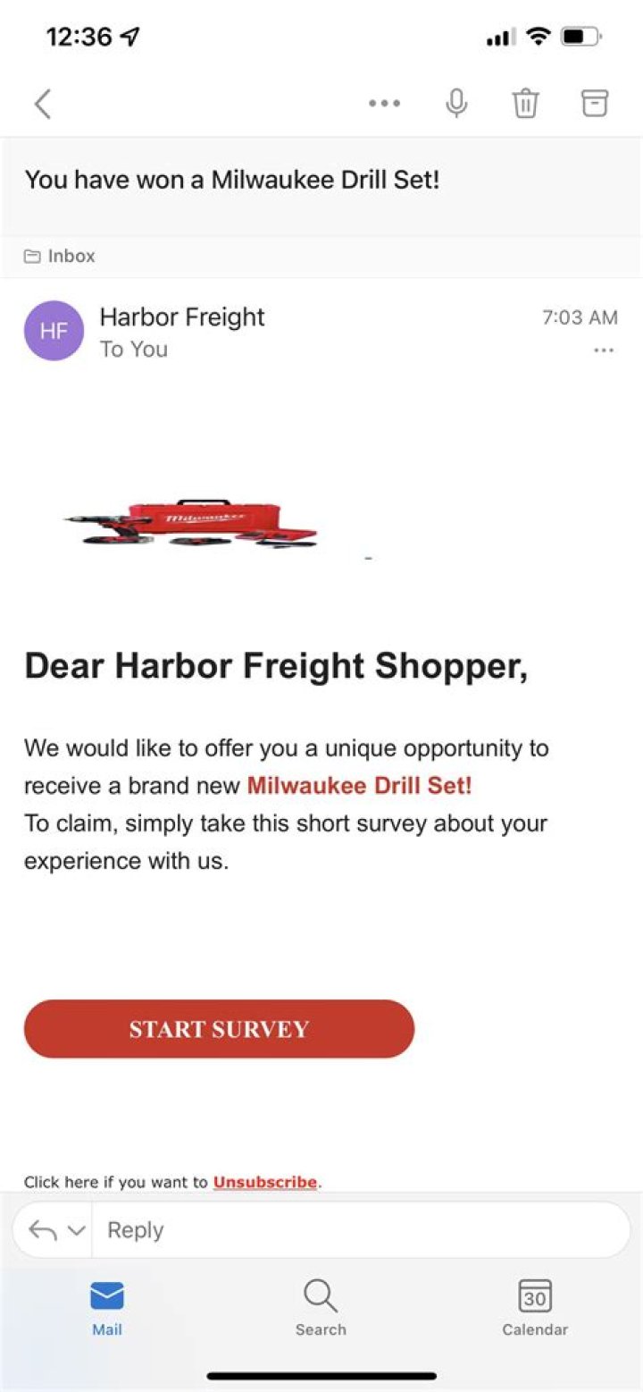 How do I stop Harbor Freight emails