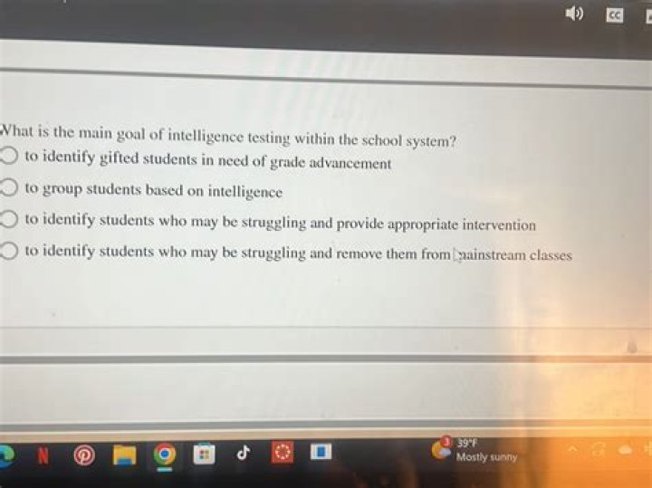 What is the main goal of intelligence testing within the school system